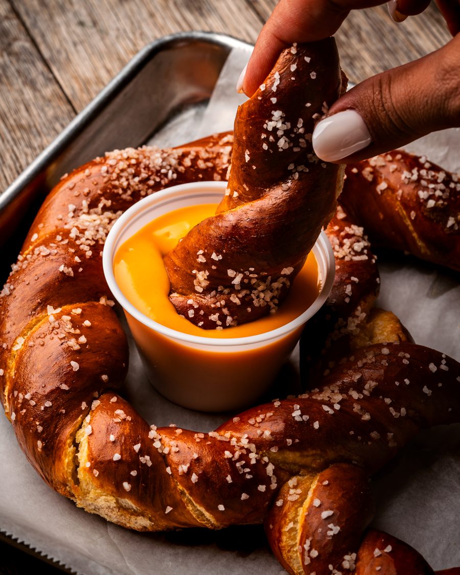Bavarian pretzel with beer cheese